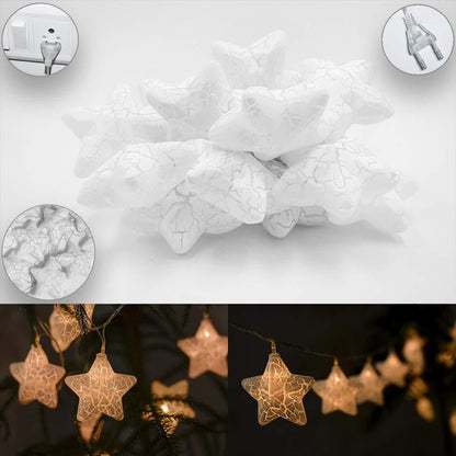 Crystal Star Shaped LED String Lights - 3m Warm White Decor