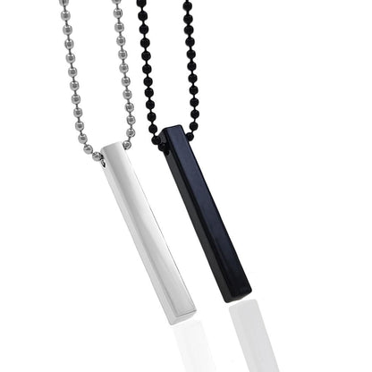 Elegant Rhodium Alloy 3D Vertical Bar Cuboid Locket Pendant Necklace in Silver and Black