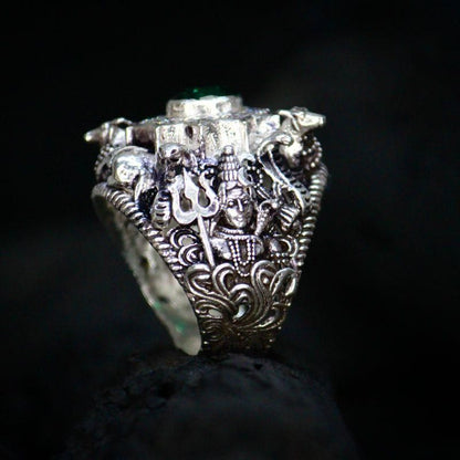 Shiva's Embrace Oxidised Silver Ring