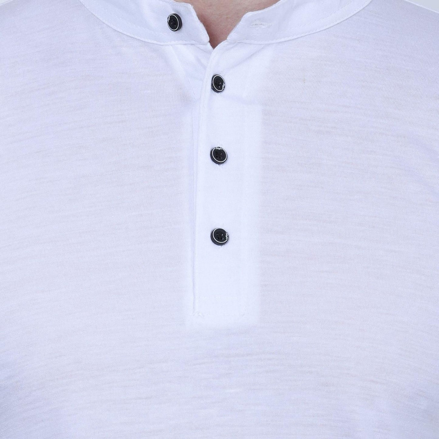 Men's Full Sleeves Solid White Cotton Blend T-Shirt