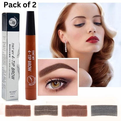 Dual-Pack Waterproof Microblading Eyebrow Pen with Precision Micro-Fork Tip Applicator