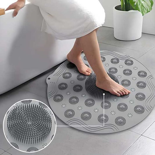 Silicone Foot Scrubber Mat Set with Suction Cups - Exfoliating Shower Foot Cleaner (Pack of 2)