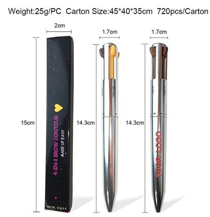 Multifunctional 4-in-1 Eyebrow Pencil with 4 Shades