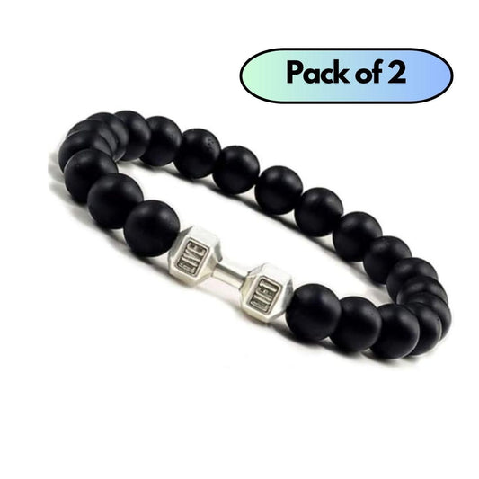 Black Matte Agate Onyx Beads Bracelet - Pack of 2