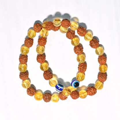 Rudraksha Citrine Crystal Bracelet - Pack of 2