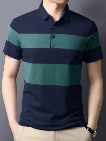 EYEBOGLER Men's Striped Half Sleeve Polo T-Shirt