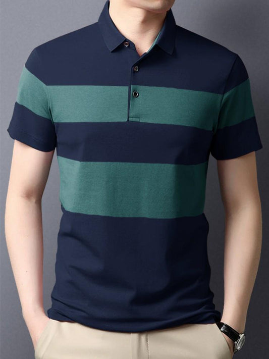 EYEBOGLER Men's Striped Half Sleeve Polo T-Shirt