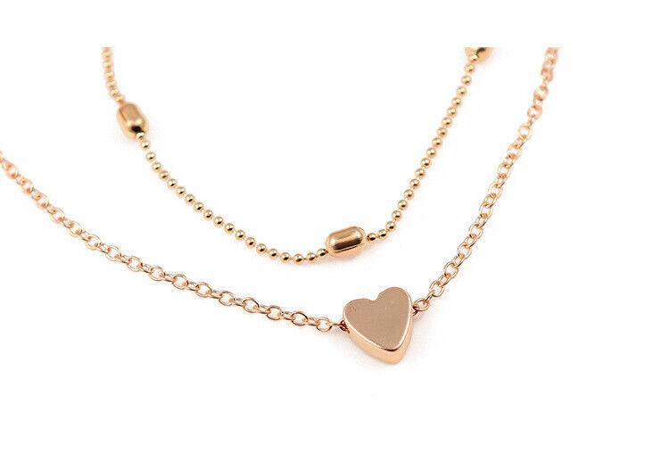 Elegant Gold Plated Double Layer Heart Pendant Necklace for Women and Girls