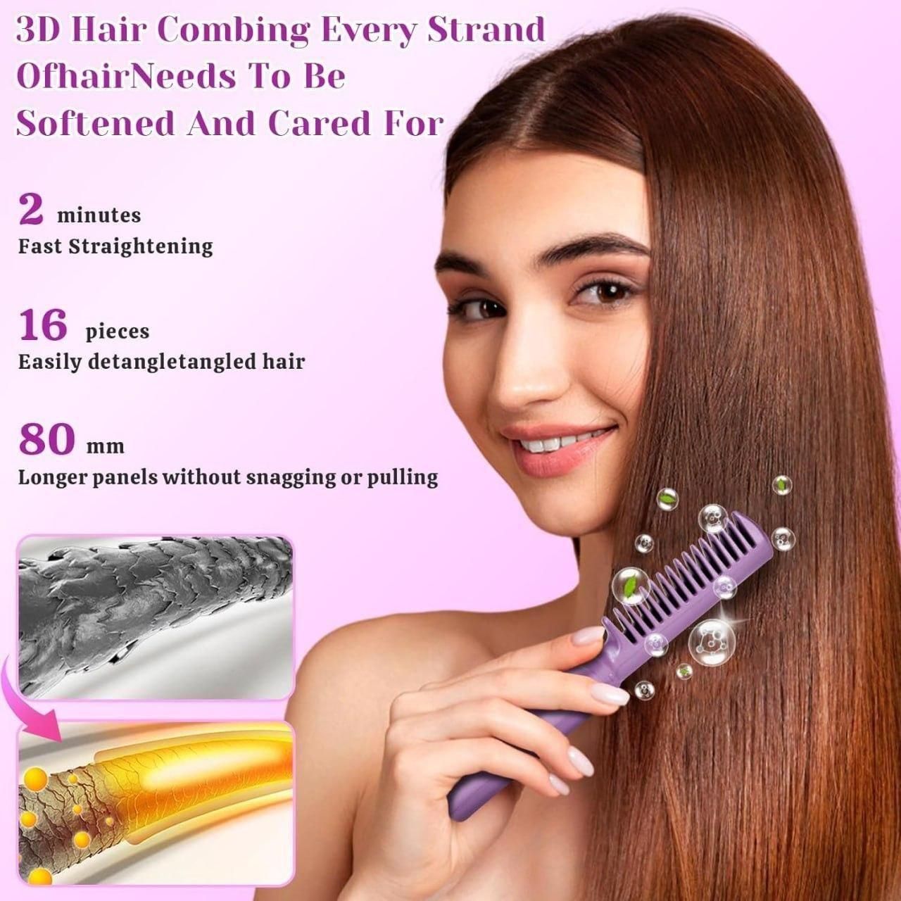 Cordless Mini Hair Straightener by Meneflix - Rechargeable Hot Comb with Adjustable Temperature