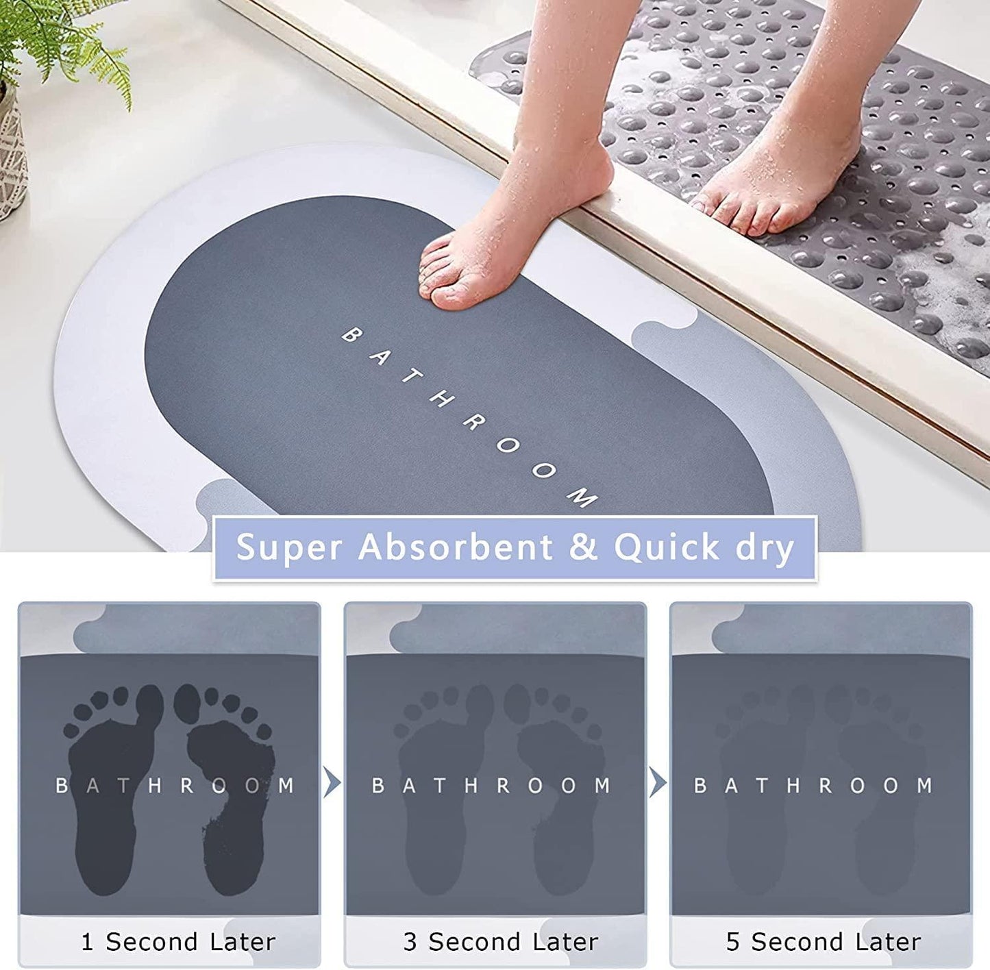 Ultra-Absorbent Quick-Dry Bathroom Floor Mat