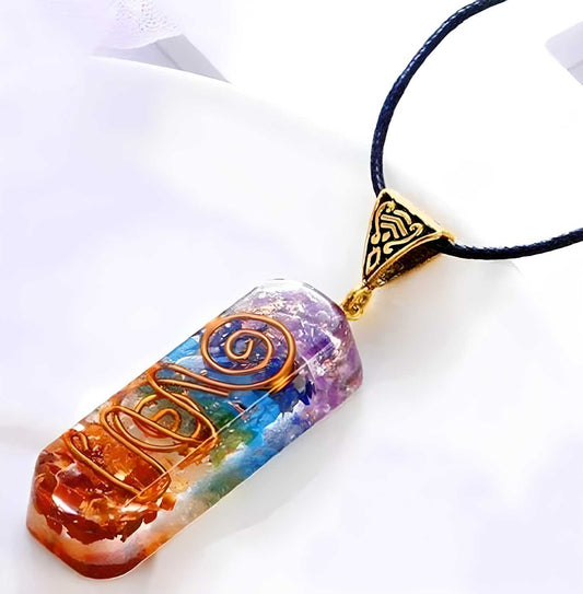 Titanium Quartz 7 Chakra Natural Stone Pendant