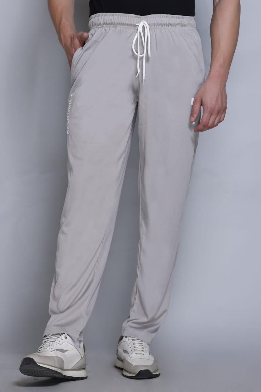 Men's Grey Solid Drawstring Track Pants