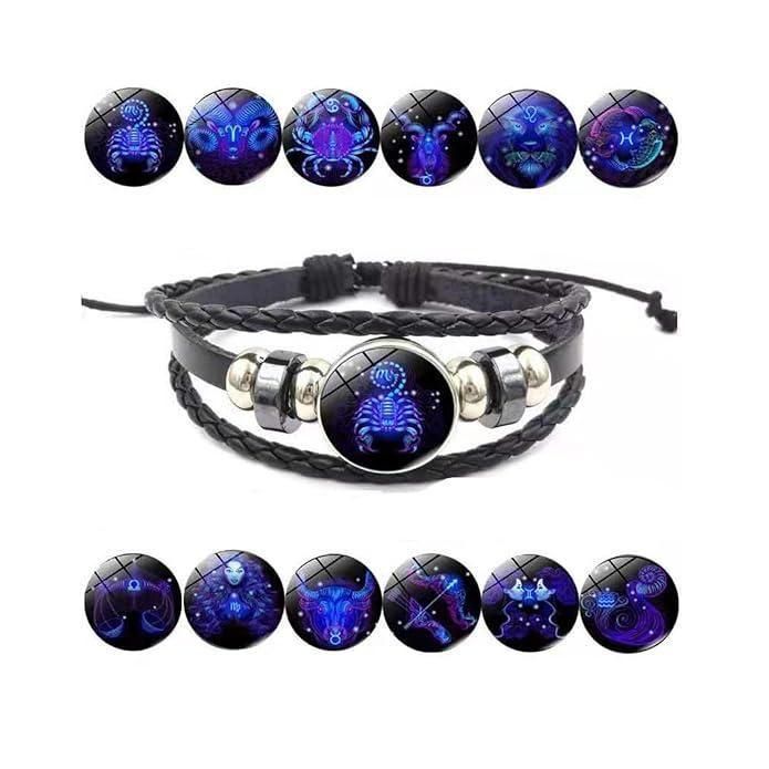 Zodiac Guardian Adjustable Black Leather Bracelet