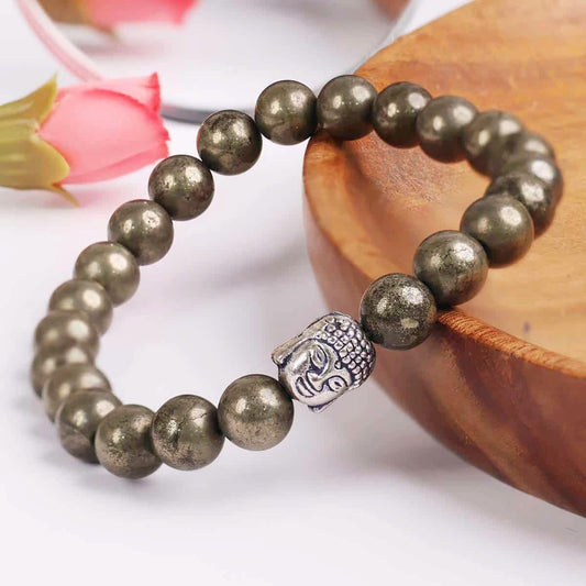 Pyrite Bracelet with Charm for Luck & Wealth