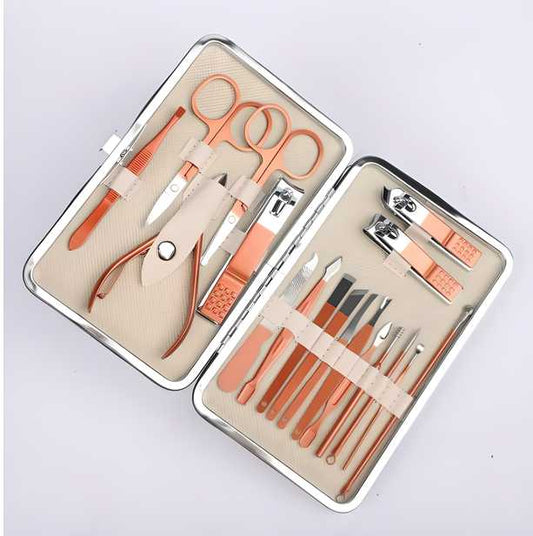 Complete 18-Piece Manicure and Pedicure Tool Set for Women