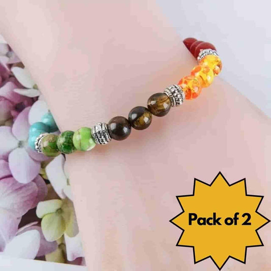 7 Chakra Stones Bracelet - Pack of 2