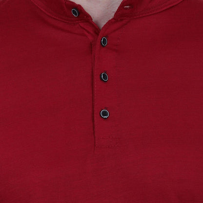 Maroon Cotton Blend Full Sleeve T-Shirt for Men