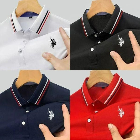 Men's Multicolor Solid Polo Neck T-Shirt Set (4 Pieces)