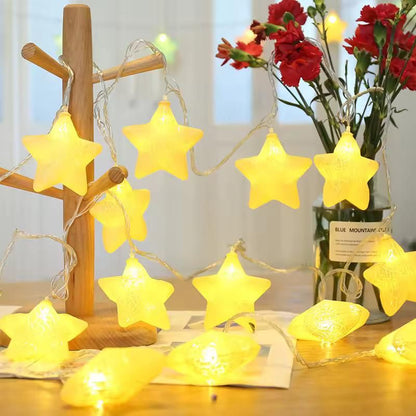 Crystal Star Shaped LED String Lights - 3m Warm White Decor