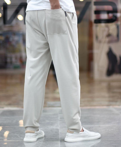 Men's Grey Solid Drawstring Track Pants