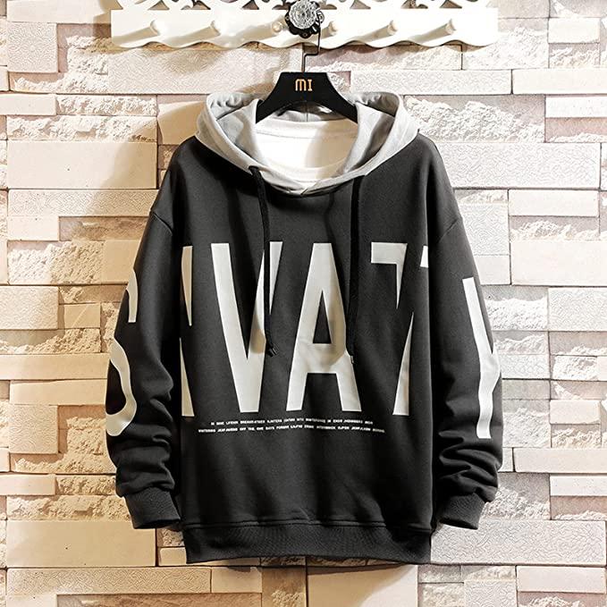 Men's Regular Fit Hooded Printed Sweatshirt