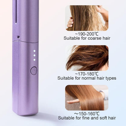 Cordless Mini Hair Straightener by Meneflix - Rechargeable Hot Comb with Adjustable Temperature