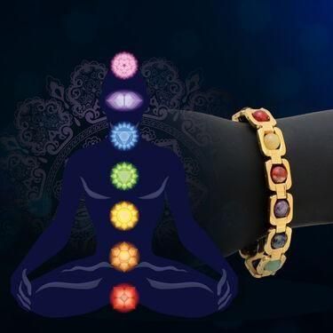 7 Chakras Gold Plated Bracelet - Certified Natural Stones