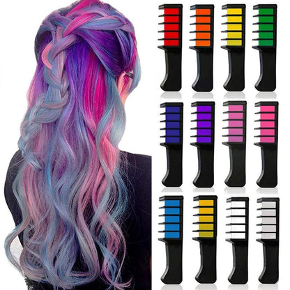 Multicolor Hair Chalk Comb Set - 12 Piece Collection