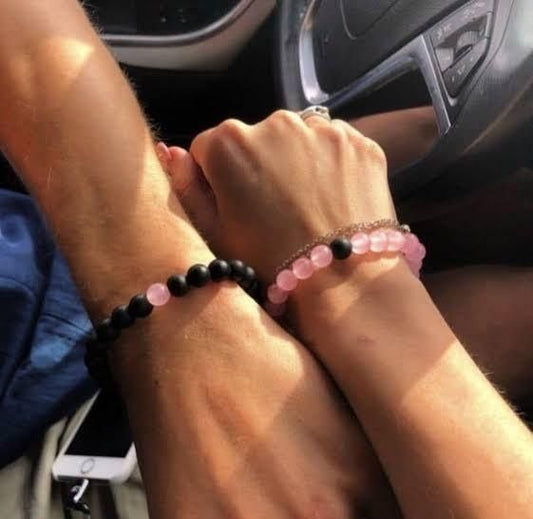 Relationship Bracelet - Rose Quartz & Black Onyx