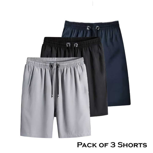 Men's Multicolor Cotton Polyester Shorts Set - Pack of 3