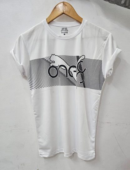 Men's Casual Slim Fit Half Sleeve Printed T-shirt in White