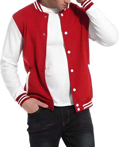 Men's Red Cotton Full Sleeve Jacket