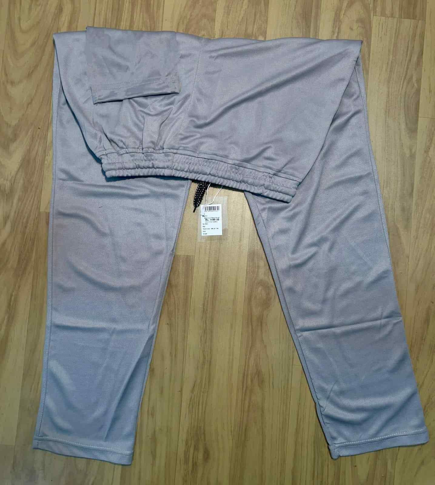 Men's Grey Solid Drawstring Track Pants