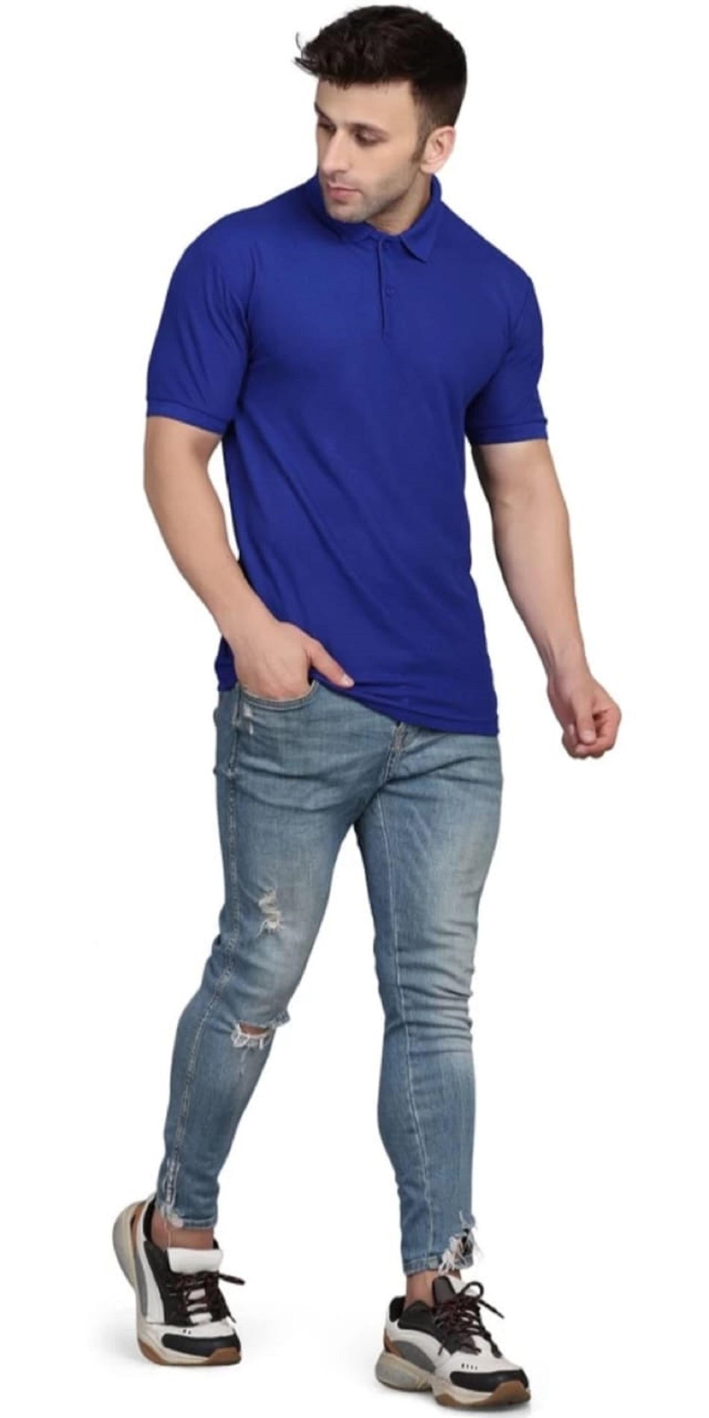 Men's Cotton Polo T-shirt Set with Half Sleeves (Pack of 4)