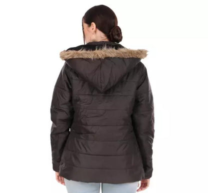 Women's Plush Puffer Jacket in Black