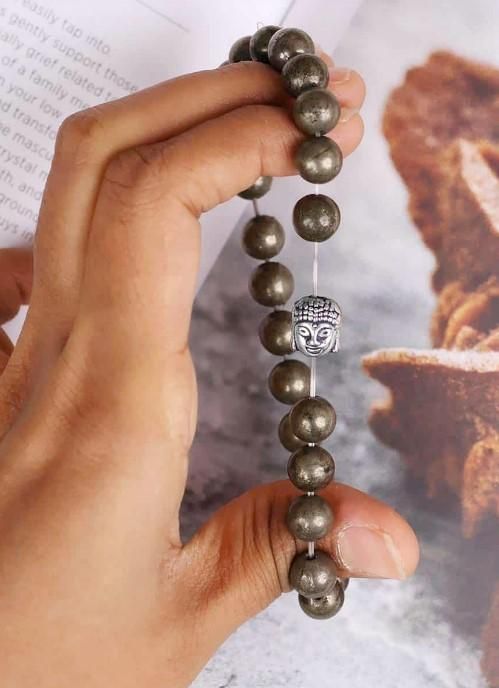 Pyrite Bracelet with Charm for Luck & Wealth