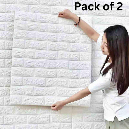 Self-Stick 3D Brick Design Waterproof Ceiling Wallpaper (Pack of 2)