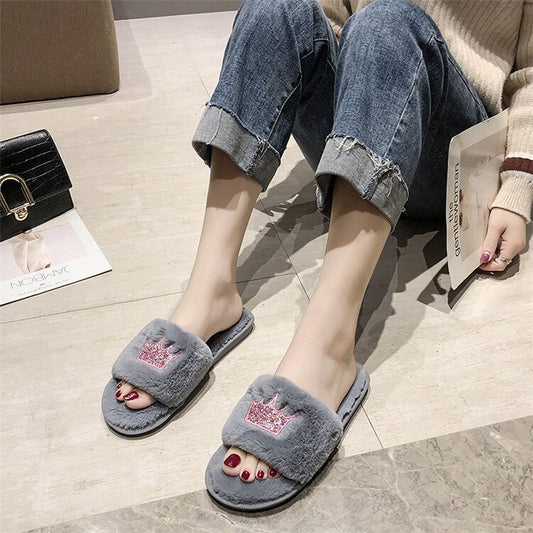 Cozy Faux Fur Slippers for Women - Winter Comfort