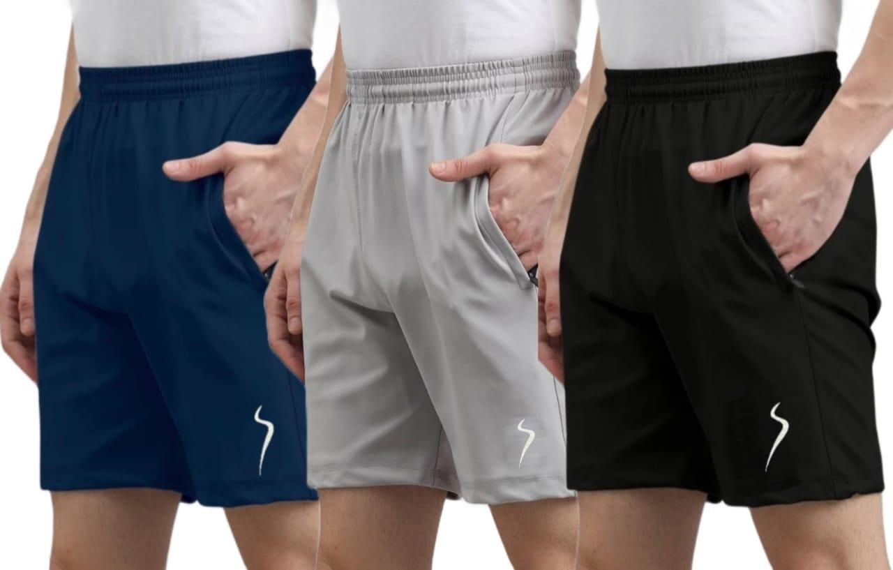 Set of 3 Men's Casual Cotton-Polyester Shorts