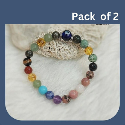 5 in 1 Combination Natural Stones Bracelet - Pack of 2