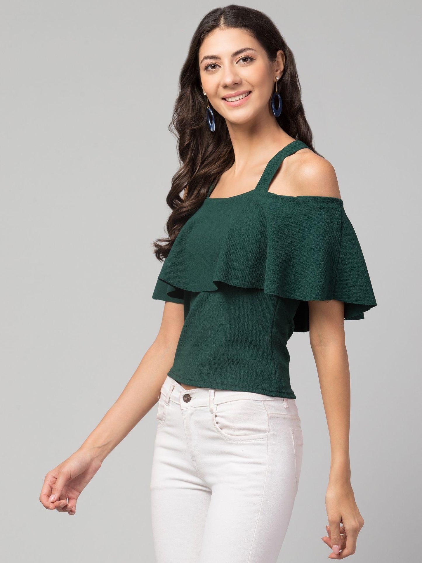 Airbiter Collection Women's Casual Cold-Shoulder Cotton Blend Top