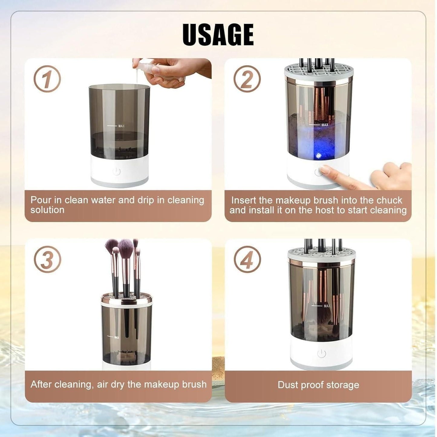 USB Rechargeable Automatic Makeup Brush Cleaner & Deep Cleaning Device