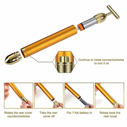 Luxury 24K Gold Electric Facial Massage Roller for Radiant Skin