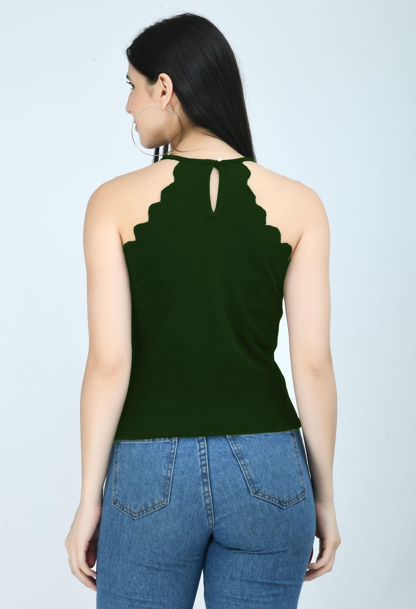 Airbiter Collection Women's Sleeveless Cotton Blend Tops in Green