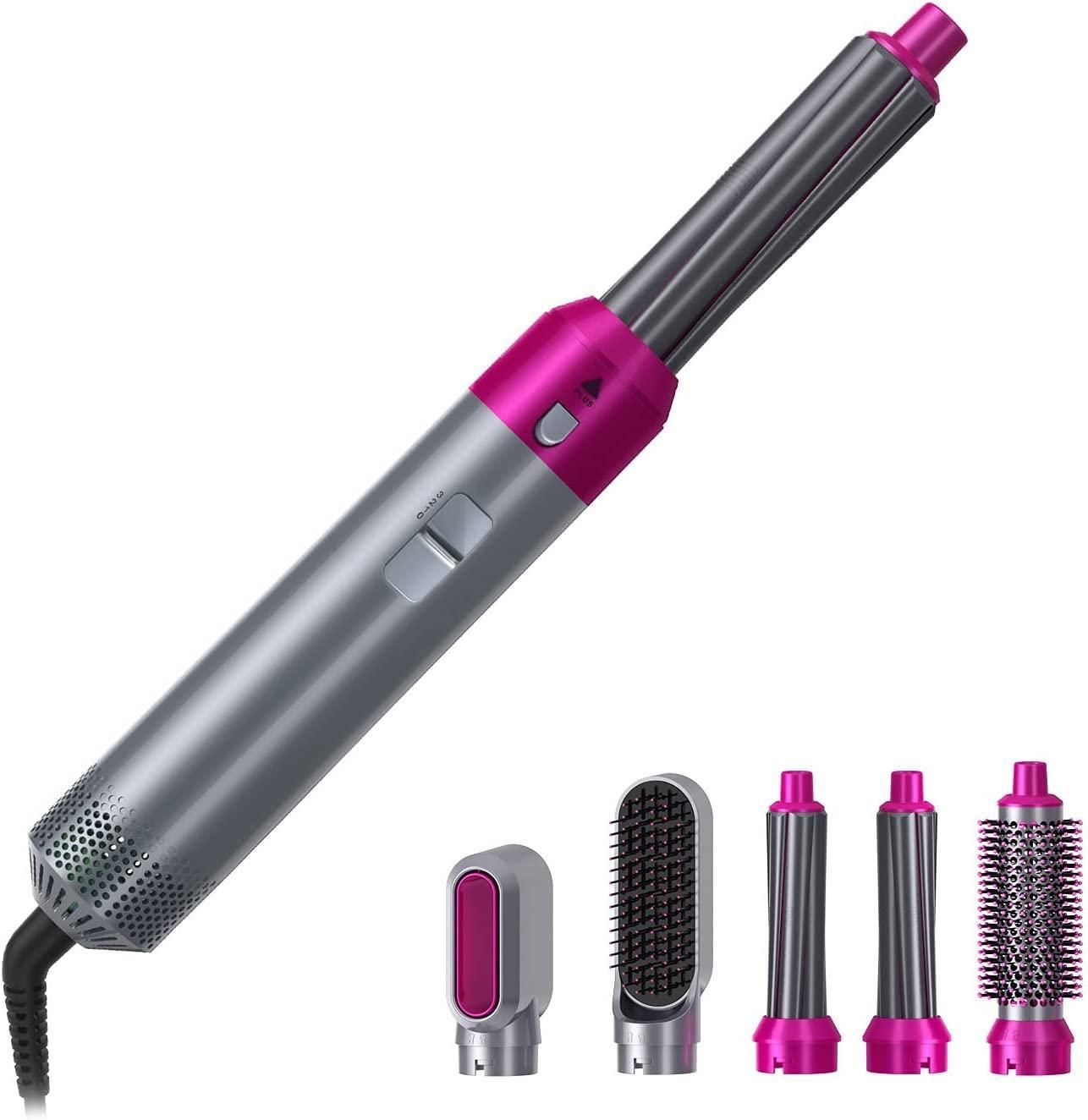 Versatile 5-in-1 Hot Air Brush and Hair Dryer with Detachable Comb