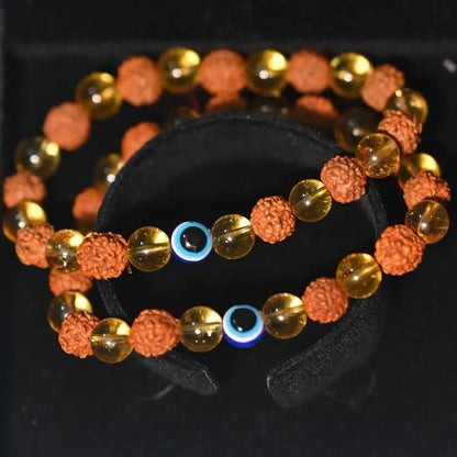 Rudraksha Citrine Crystal Bracelet - Pack of 2