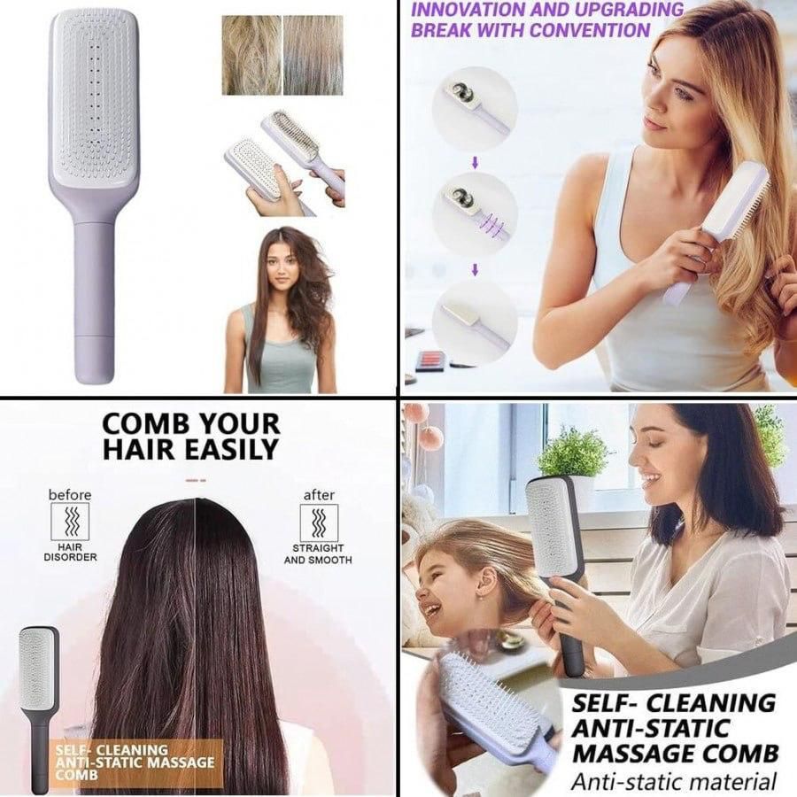 Self-Cleaning Anti-Static Massage Comb for All Ages - Single Pack