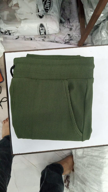 Men's Green Caudray Fabric Casual Trousers