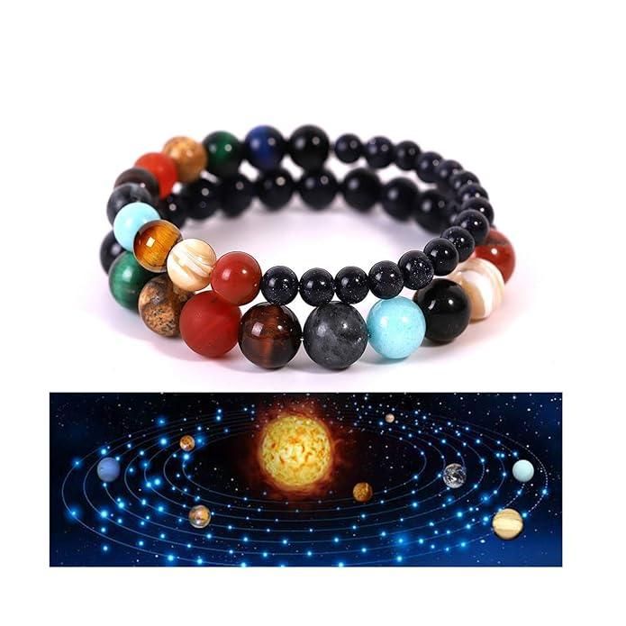 Galaxy Gem - Featuring 8 Planets Natural Stone Beads Bracelet (Pack of 2)