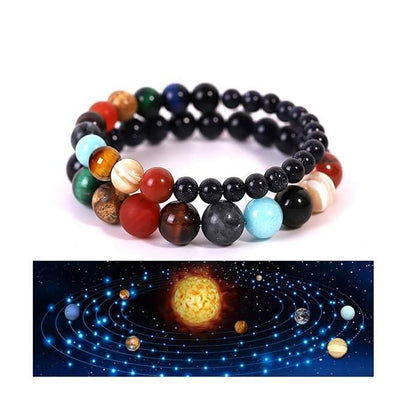 Galaxy Gem - Featuring 8 Planets Natural Stone Beads Bracelet (Pack of 2)